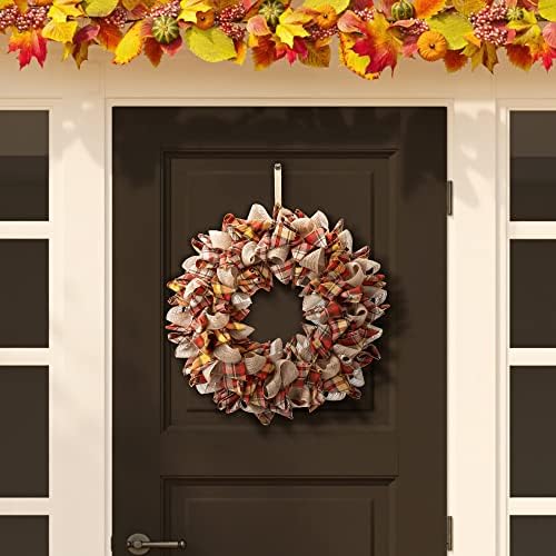 Glitzhome 185 Inch Fall Plaid Fabric Wreath