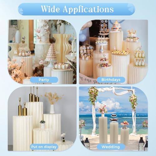 Foldable Cardboard Cylinder Stands Set of 3 for Parties