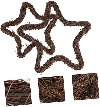 2pcs Handwoven Rattan Star Door Wreath Decorations
