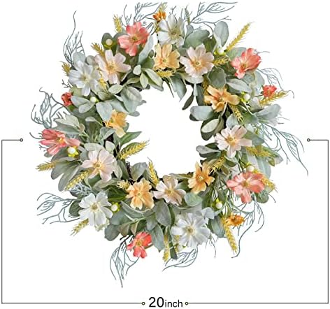 20 Inch Daisy Flower Wreath for Front Door
