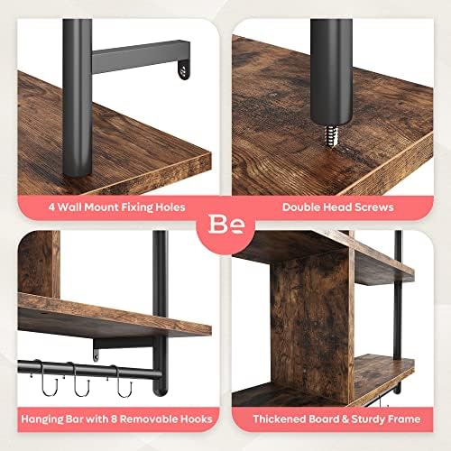Bestier 3 Tier Floating Pipe Shelf Rustic Brown 415