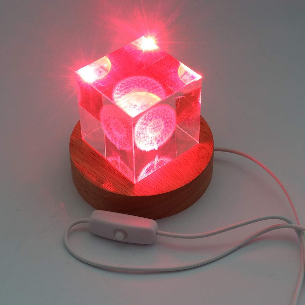 Colorful LED Crystal Display Stand with USB Cable
