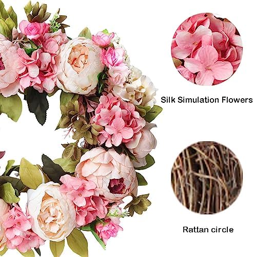 137 Inch Peony Flower Wreath for Home Office Decor