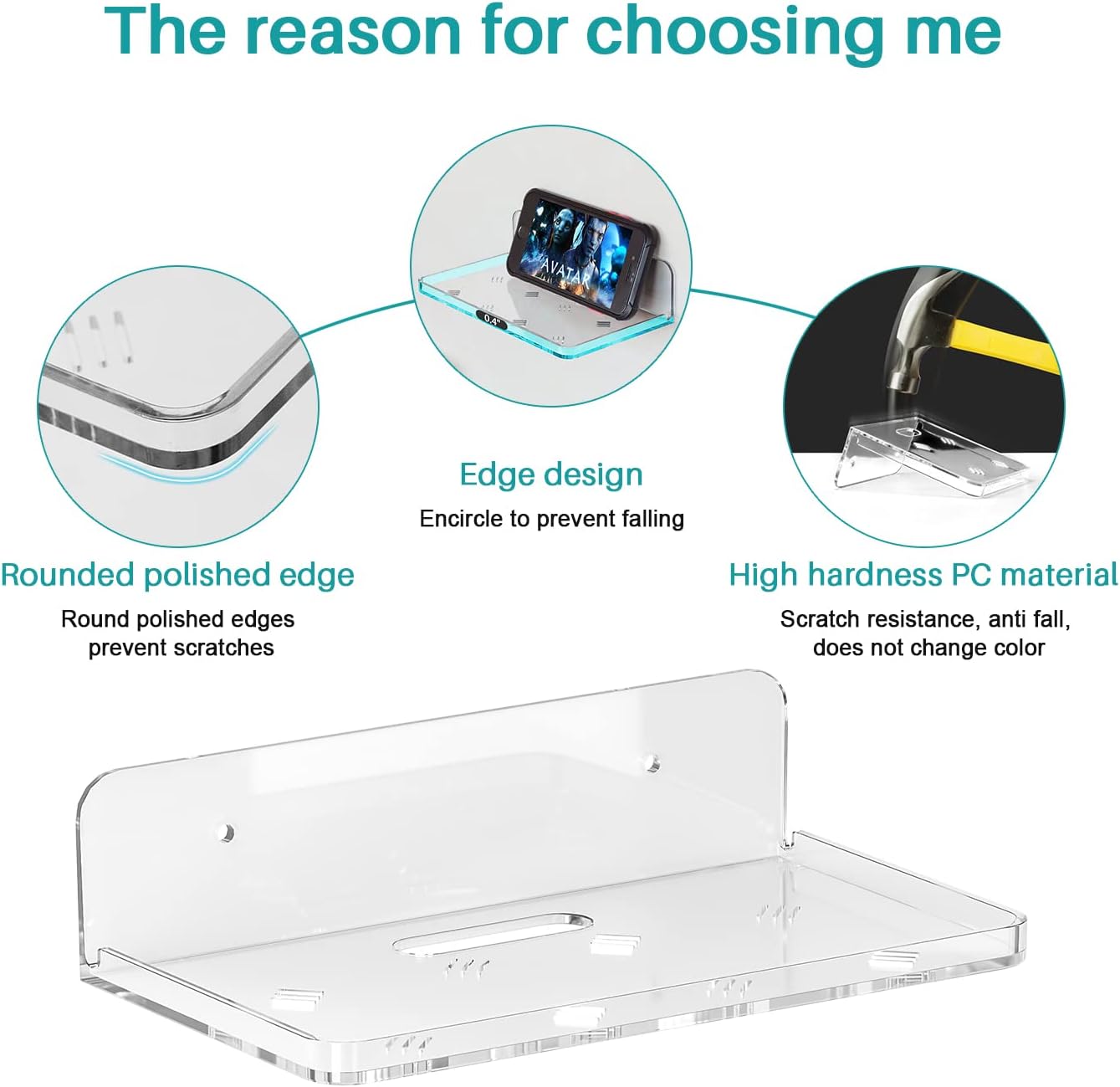 Wall Mount Floating Shelf for Security Camera and Mini Speaker Storage