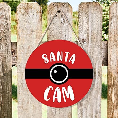 Farmhouse Door Hanger Red Funny Elf Surveillance Wood Sign