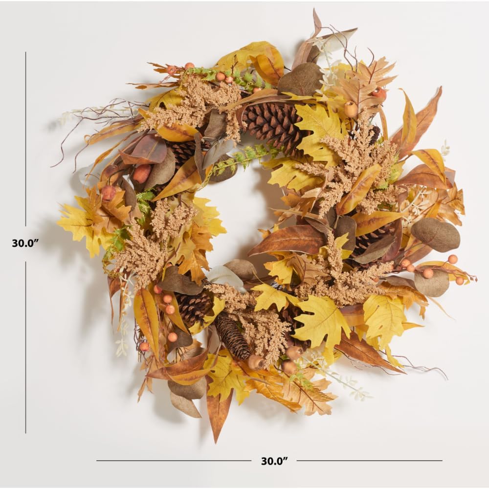 SAFAVIEH 30 Inch Artificial Oak Leaf Wreath
