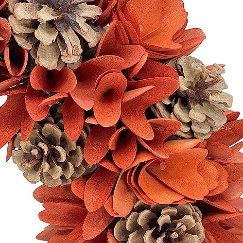 Galt International 18 Woodchip Pinecone Fall Wreath for Front Door