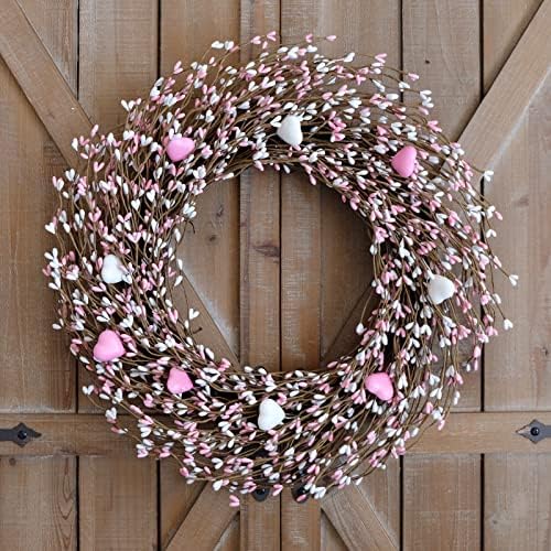 Pink White Berries Wreath 18 Inches for Front Door