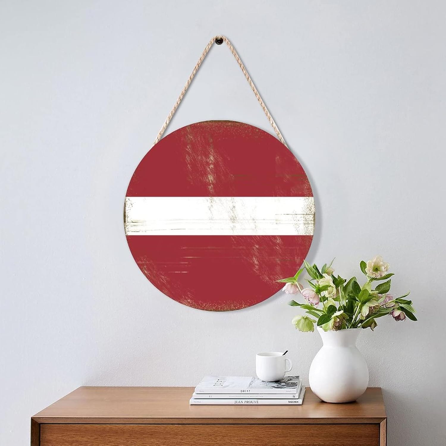 Farmhouse Front Door Hanger Latvia Flag Wood Sign