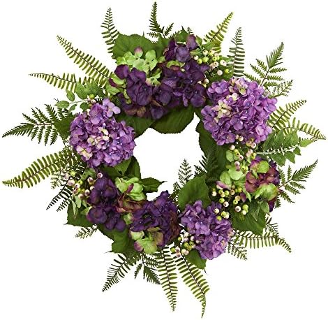 Nearly Natural 24in Artificial Hydrangea Berry Wreath