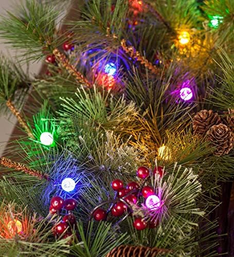 Plow And Hearth Blue Ridge Lit Wreath with Timer