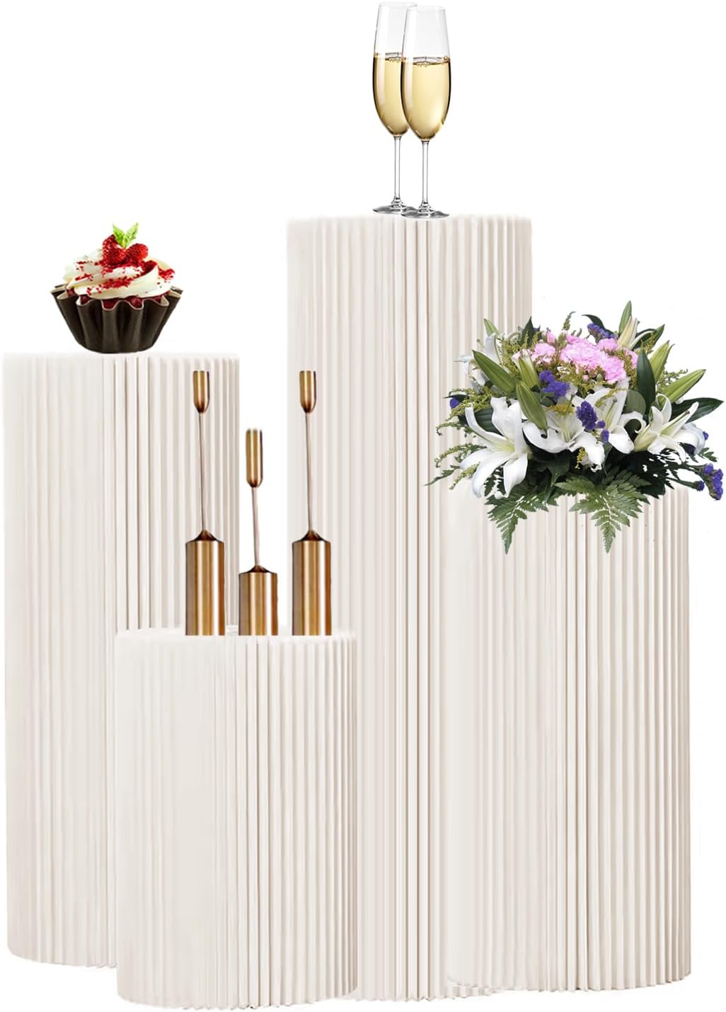 4Pack Cylinder Pedestal Stand for Dessert Display