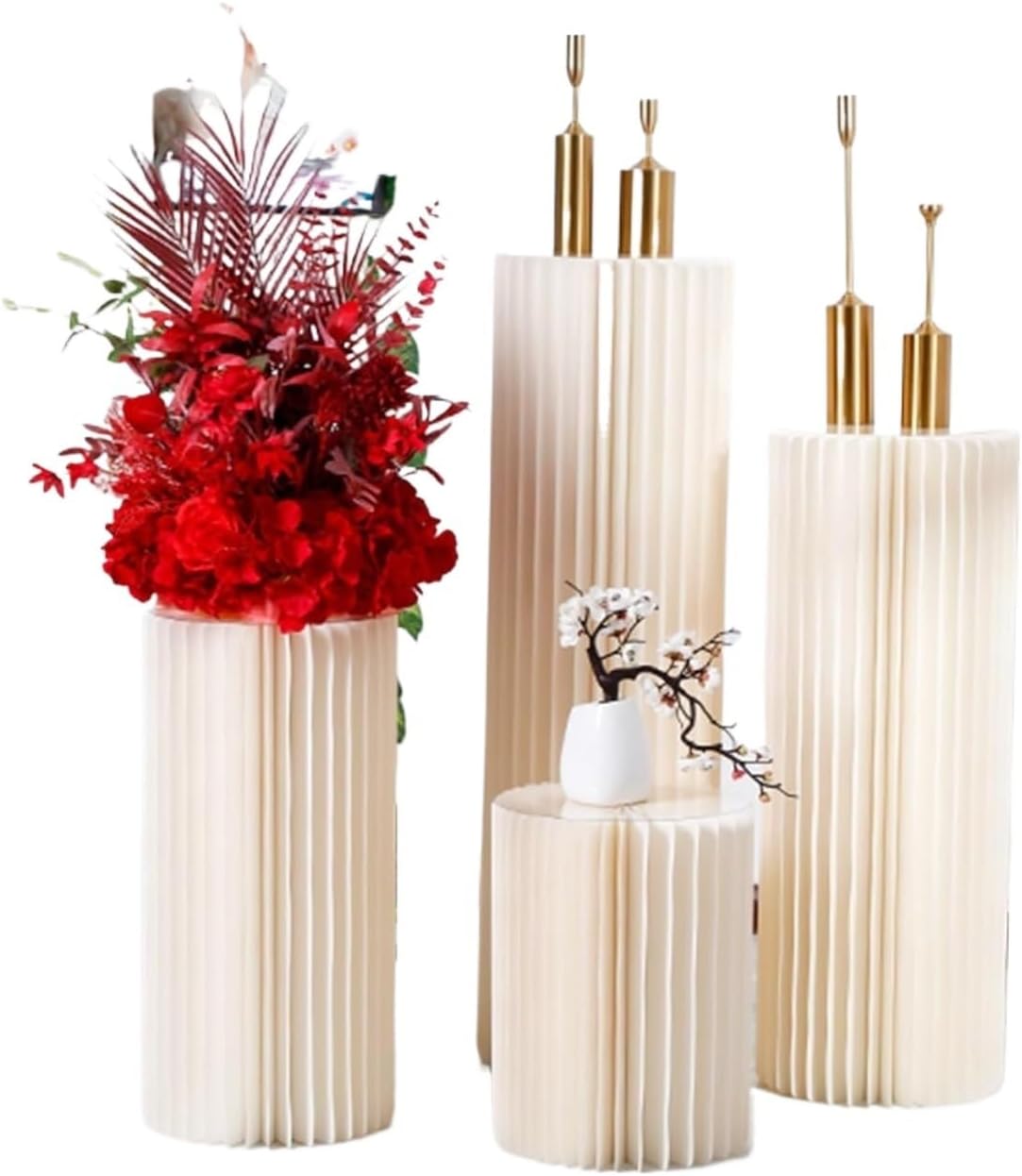 4PCS Foldable Cylinder Pedestal Stands for Parties