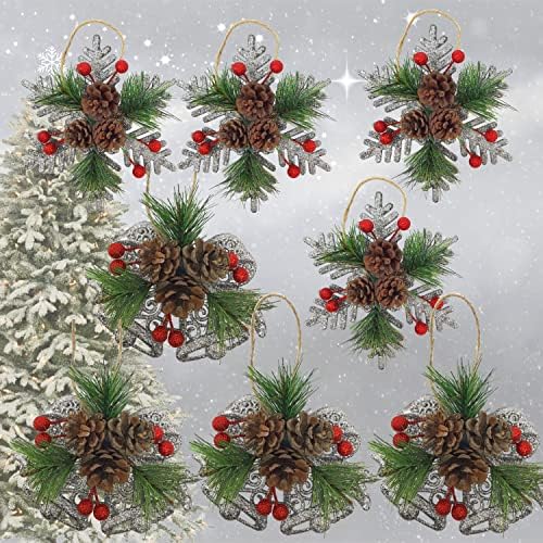 Pinecone Berry Christmas Ornaments Set of 8