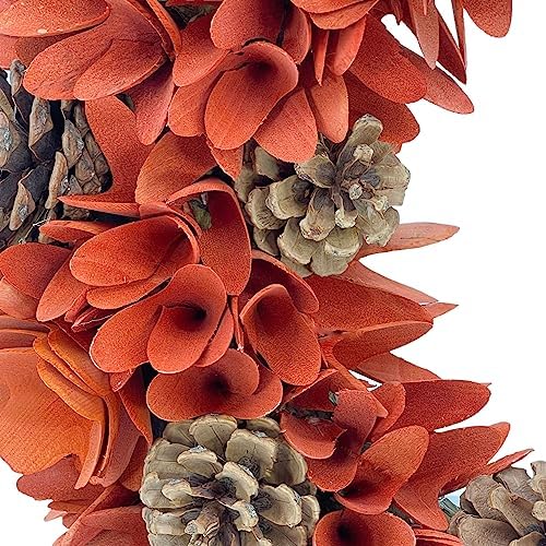 Galt International 18 Woodchip Pinecone Fall Wreath for Front Door