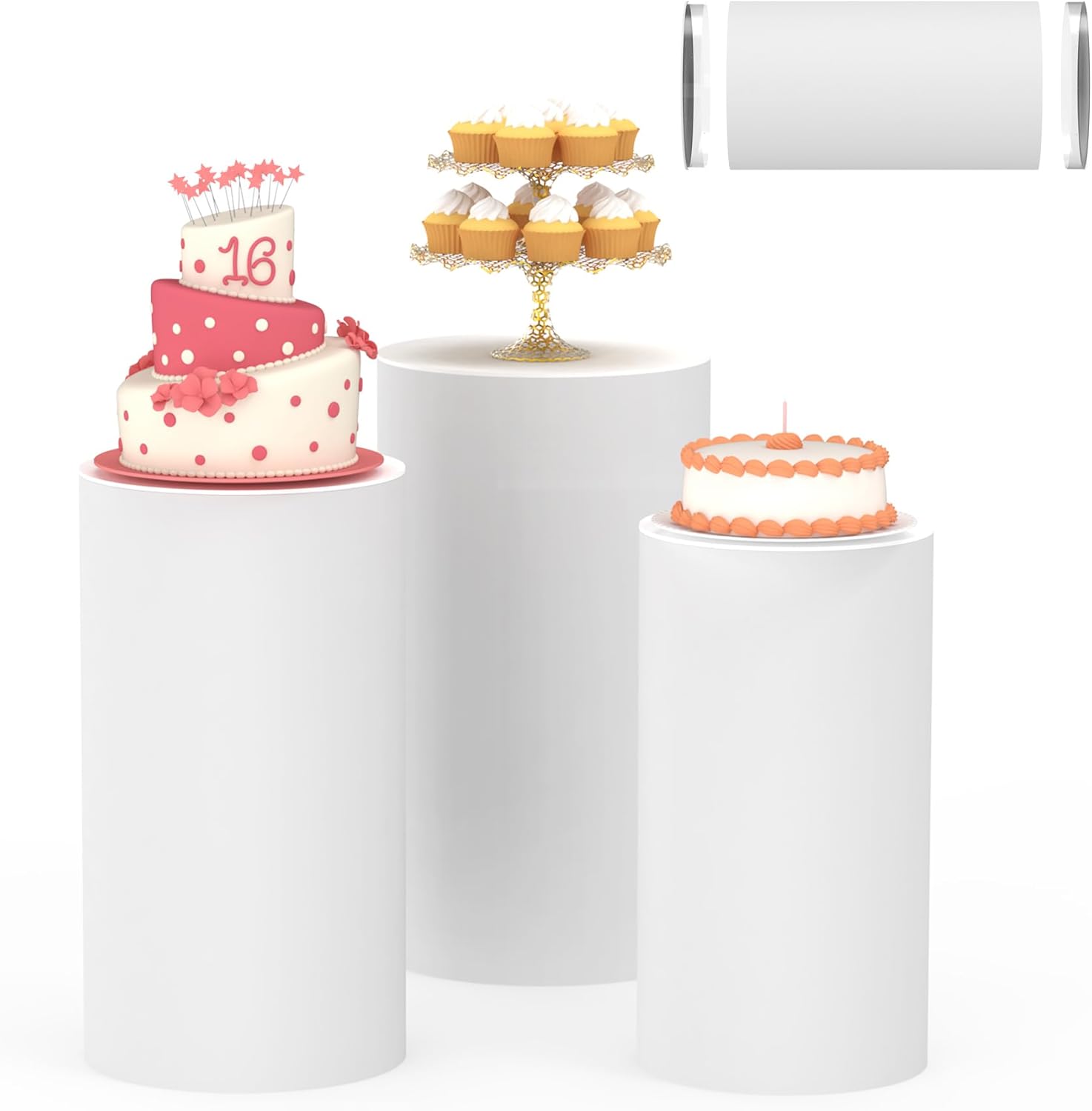 3 Pcs Cylinder Pedestal Stand for Party Decor