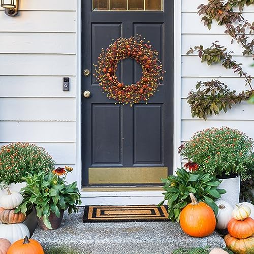 TEMPUS Fall Berry Wreath 20 Inch Autumn Decor