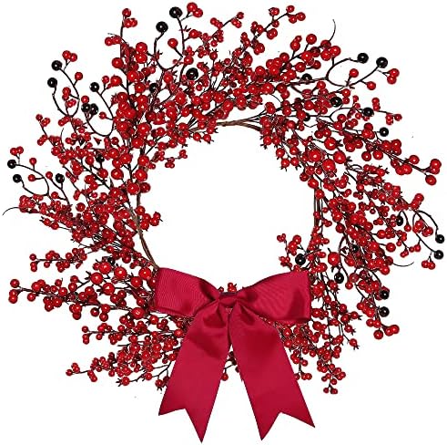 Sggvecsy 18 Inch Artificial Christmas Wreath with Bowknot