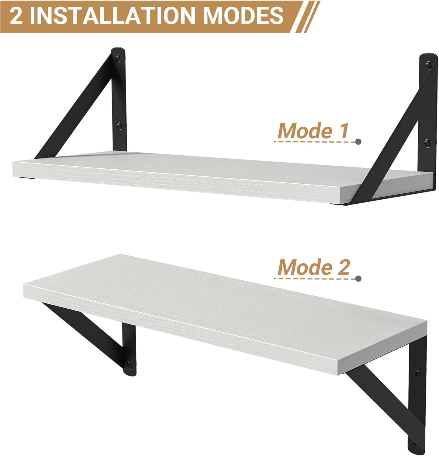 Heimlove Floating Shelves Set of 3 16 Inch White Wood Wall Mount