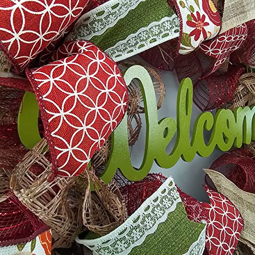 Elegant Burgundy Welcome Wreath for Front Door