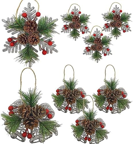 Pinecone Berry Christmas Ornaments Set of 8