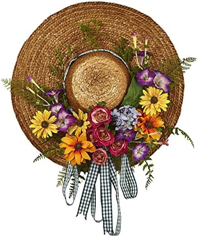 Nearly Natural 4587 18 Inch Mixed Flower Hat Wreath