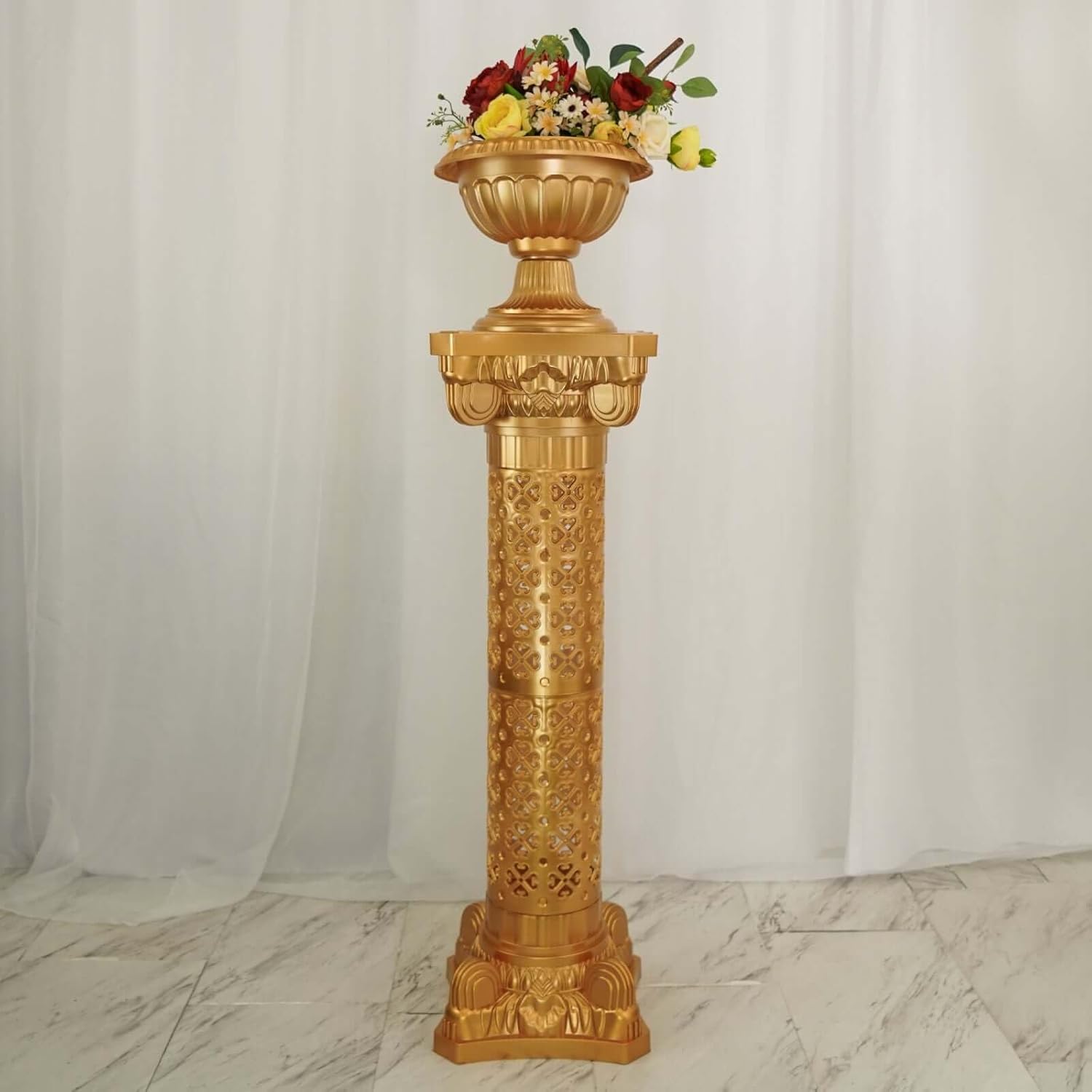 Efavormart 4 Pack Gold Venetian Inspired Pedestal Stand