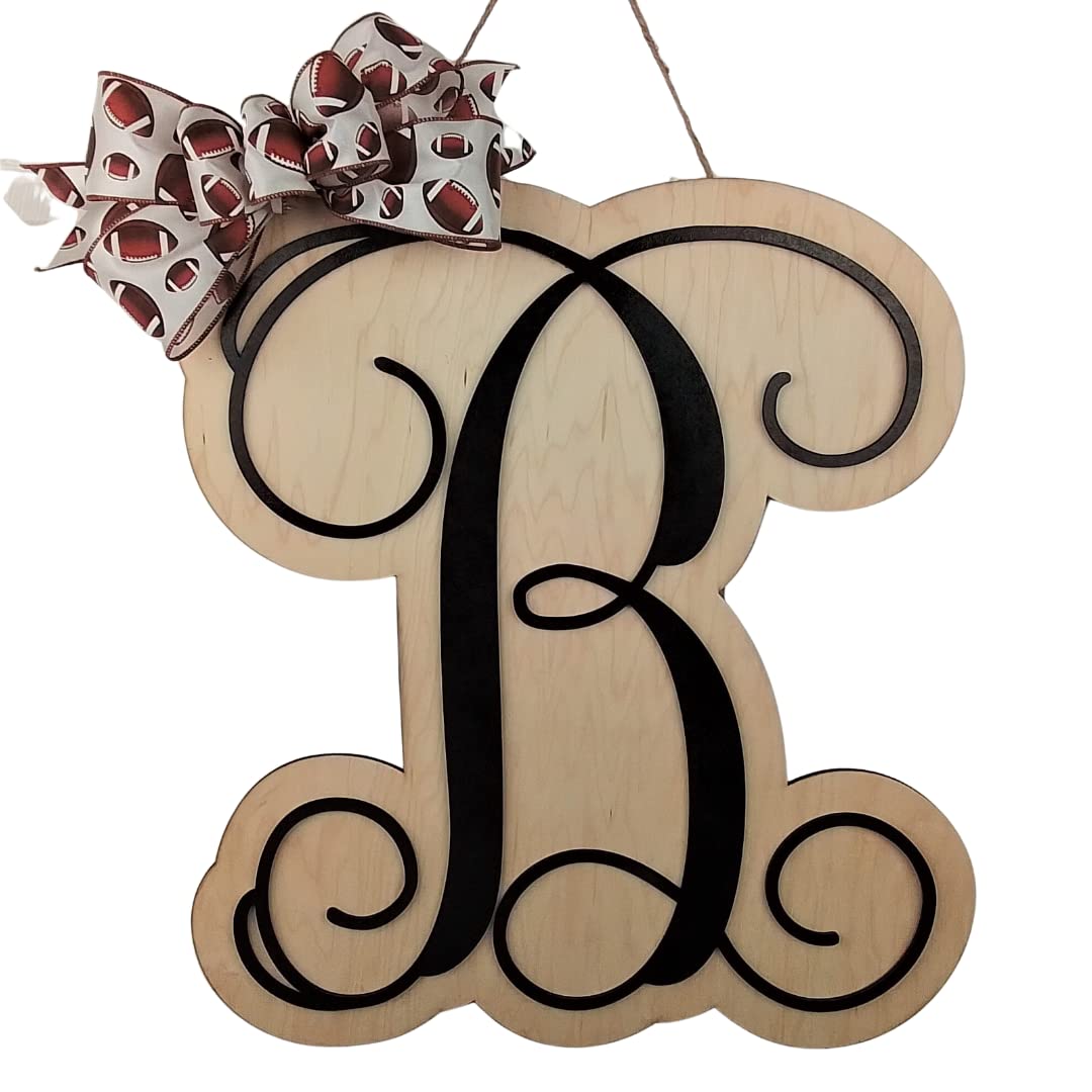 Custom Football Door Hanger with Monogram