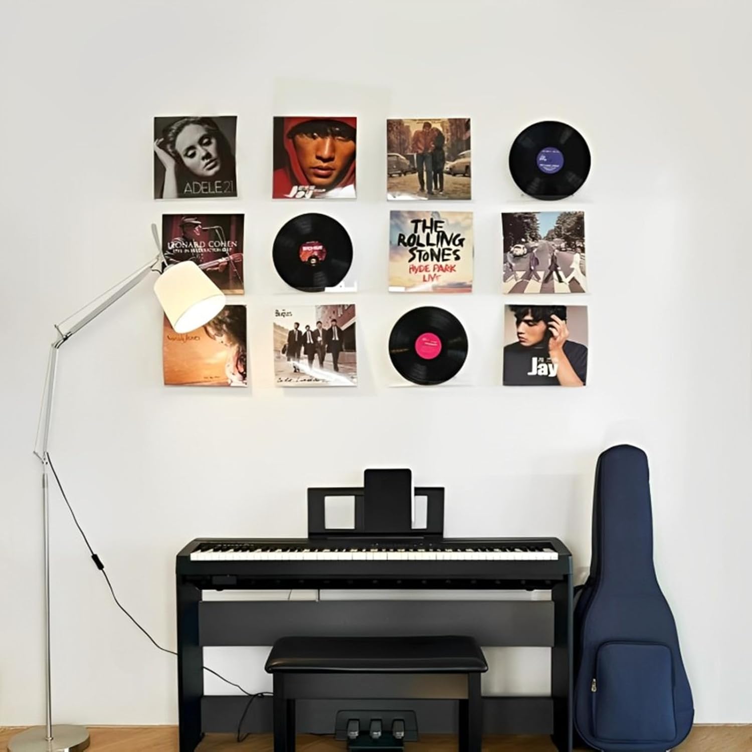 ROYALITA 4 Pack Clear Acrylic Vinyl Record Holders Wall Mount