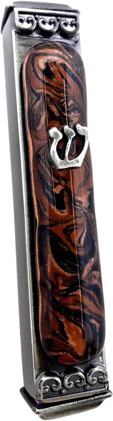 Art Glass Mezuzah with Life Time Guarantee Copper Dust