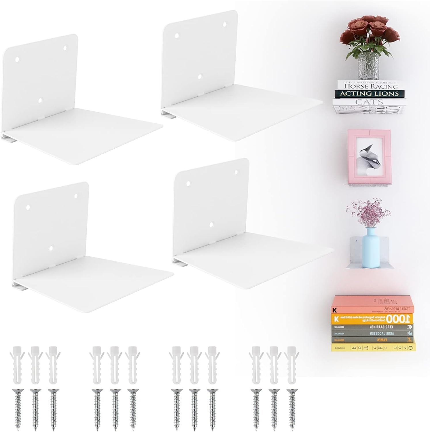 Fentec Invisible Floating Bookshelf 4-Pack White