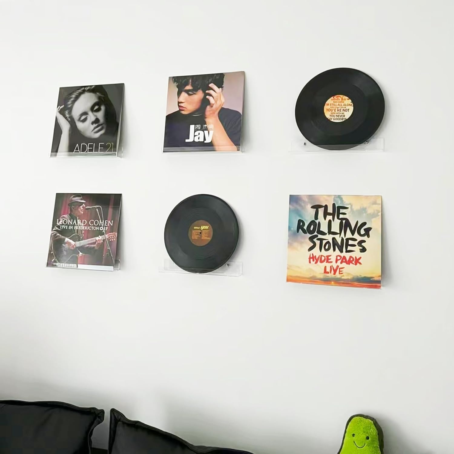 ROYALITA 4 Pack Clear Acrylic Vinyl Record Holders Wall Mount