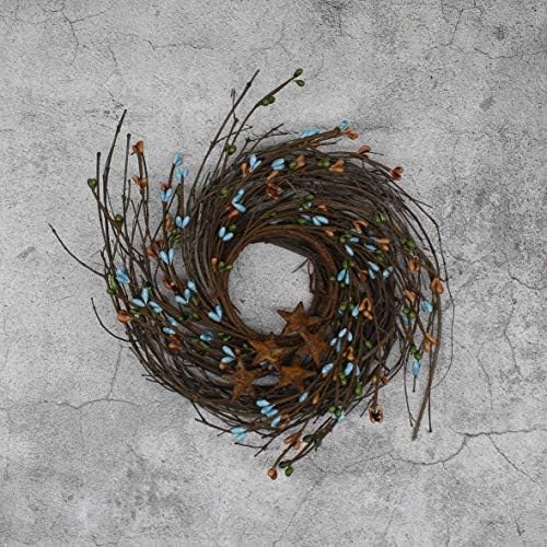 CVHOMEDECO Primitives Rustic Berries and Twig Wreath 7 Inch