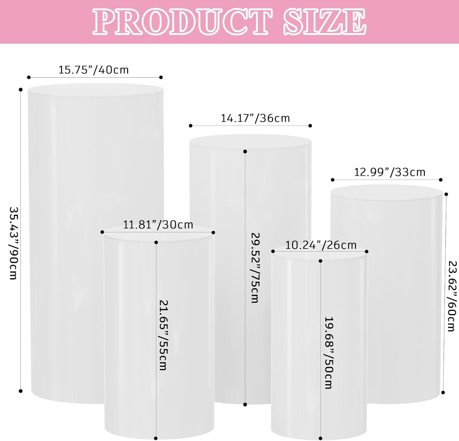 Wokceer 5Pcs Round Cylinder Pedestal Stands for Party Displays