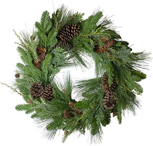 Northlight Pine Cone and Cedar Artificial Wreath 32-Inch