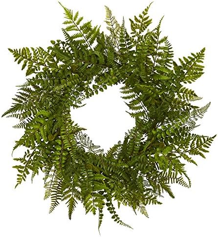 Nearly Natural 24-Inch Mixed Fern Artificial Wreath