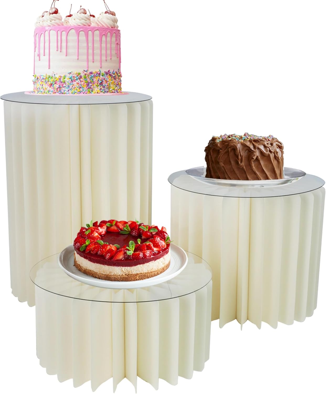 3pcs Cardboard Cylinder Stands for Birthday Wedding Table Display