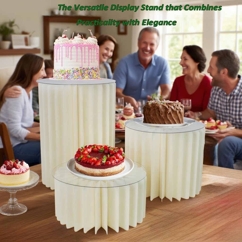 3pcs Cardboard Cylinder Stands for Birthday Wedding Table Display