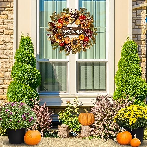 Sggvecsy Artificial Fall Wreath Autumn Decor