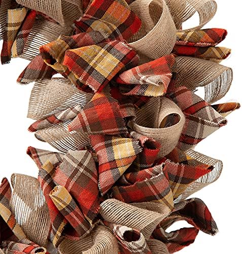Glitzhome 185 Inch Fall Plaid Fabric Wreath