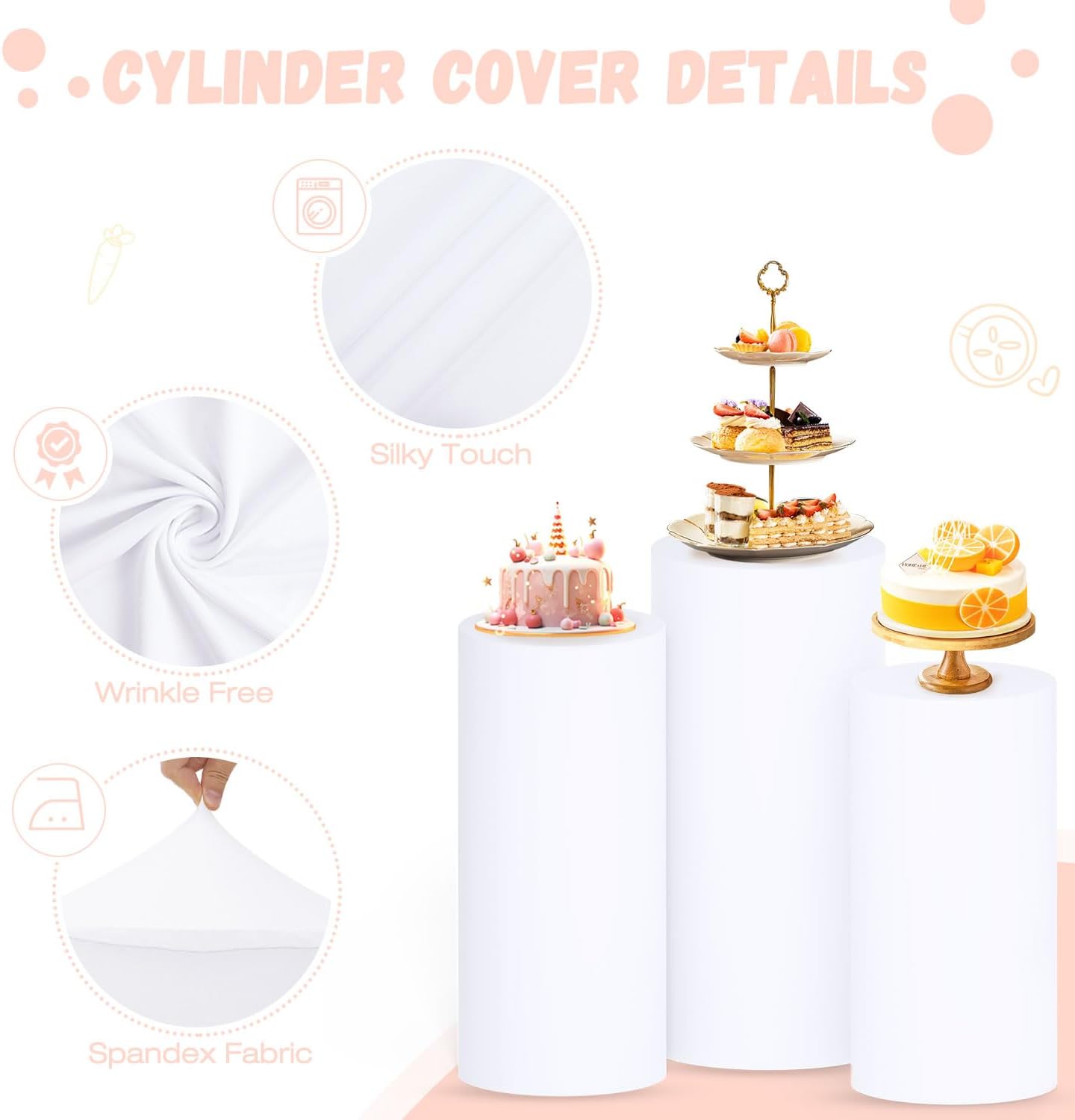 FUHSY Spandex Cylinder Stand Covers Set of 3