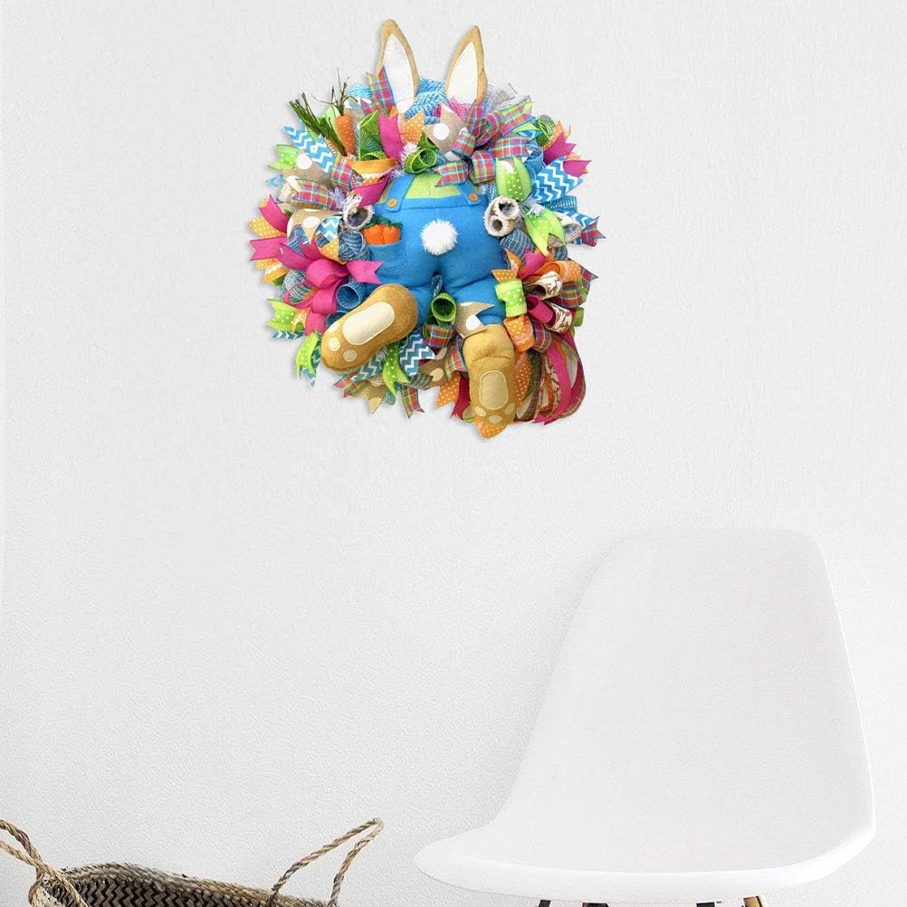Amosfun Easter Bunny Wreath Door Window Decor