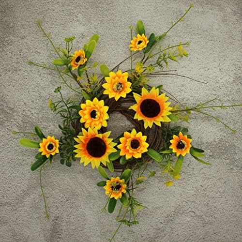 Rustic Country Artificial Sunflower and Twig Wreath 9 Inch