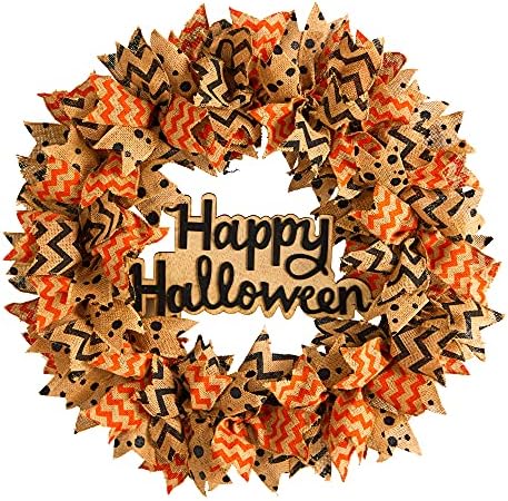 Nearly Natural 30in Halloween Burlap Ribbon Wreath