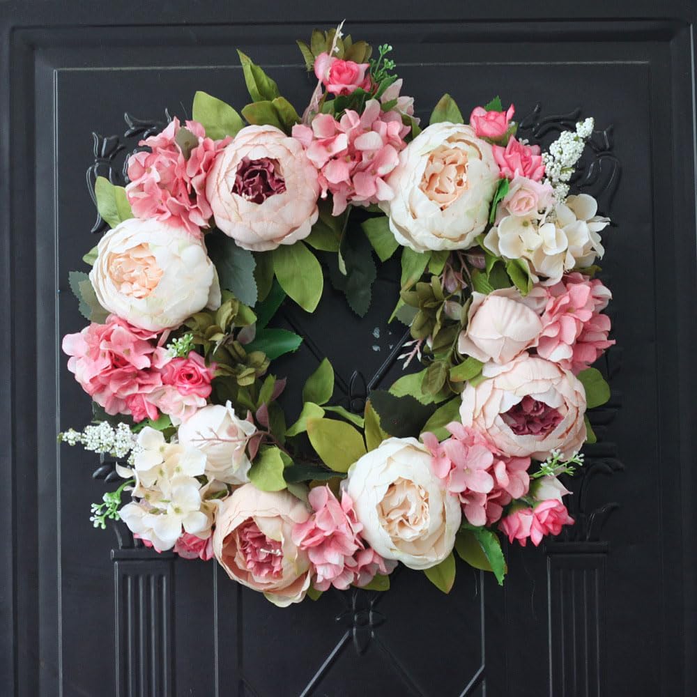 137 Inch Peony Flower Wreath for Home Office Decor