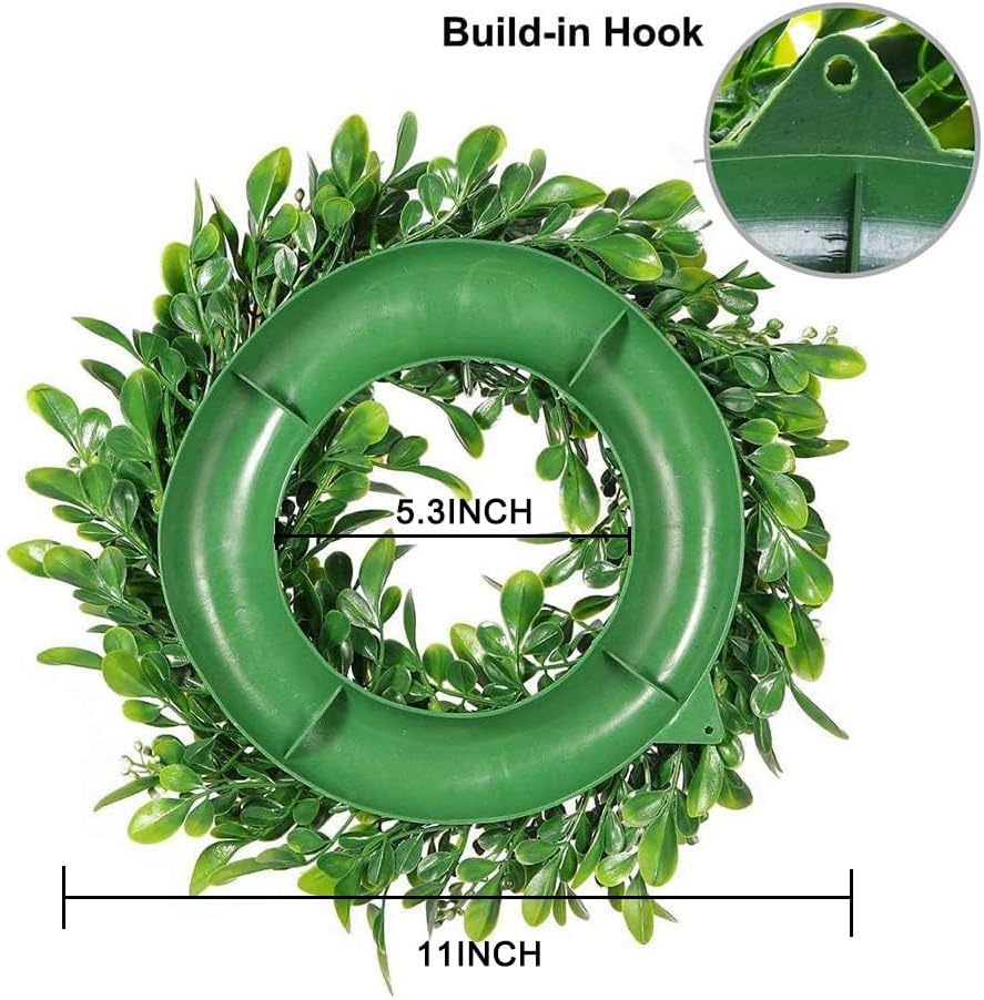 LSKYTOP 4 Pcs Artificial Boxwood Wreath 11 Inch