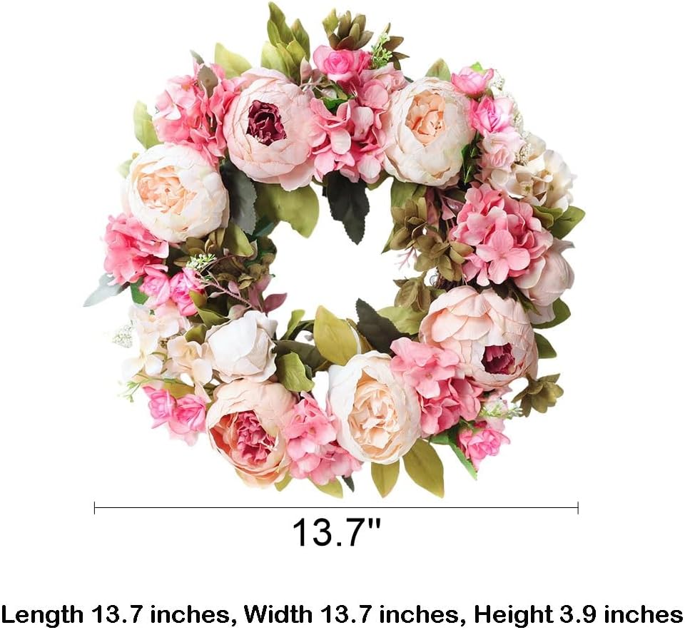 137 Inch Peony Flower Wreath for Home Office Decor