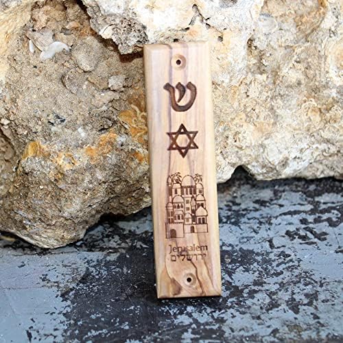 Olive Wood Mezuzah Case From Jerusalem