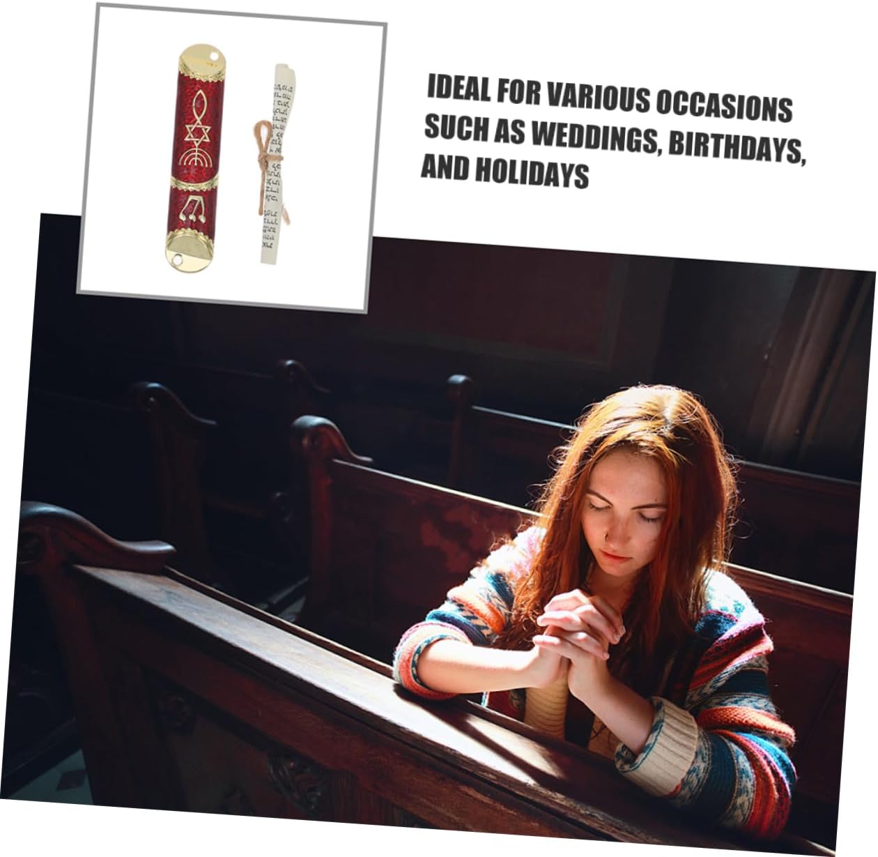 2 Sets Elegant Metal Mezuzah with Scroll for Jewish Home Blessing