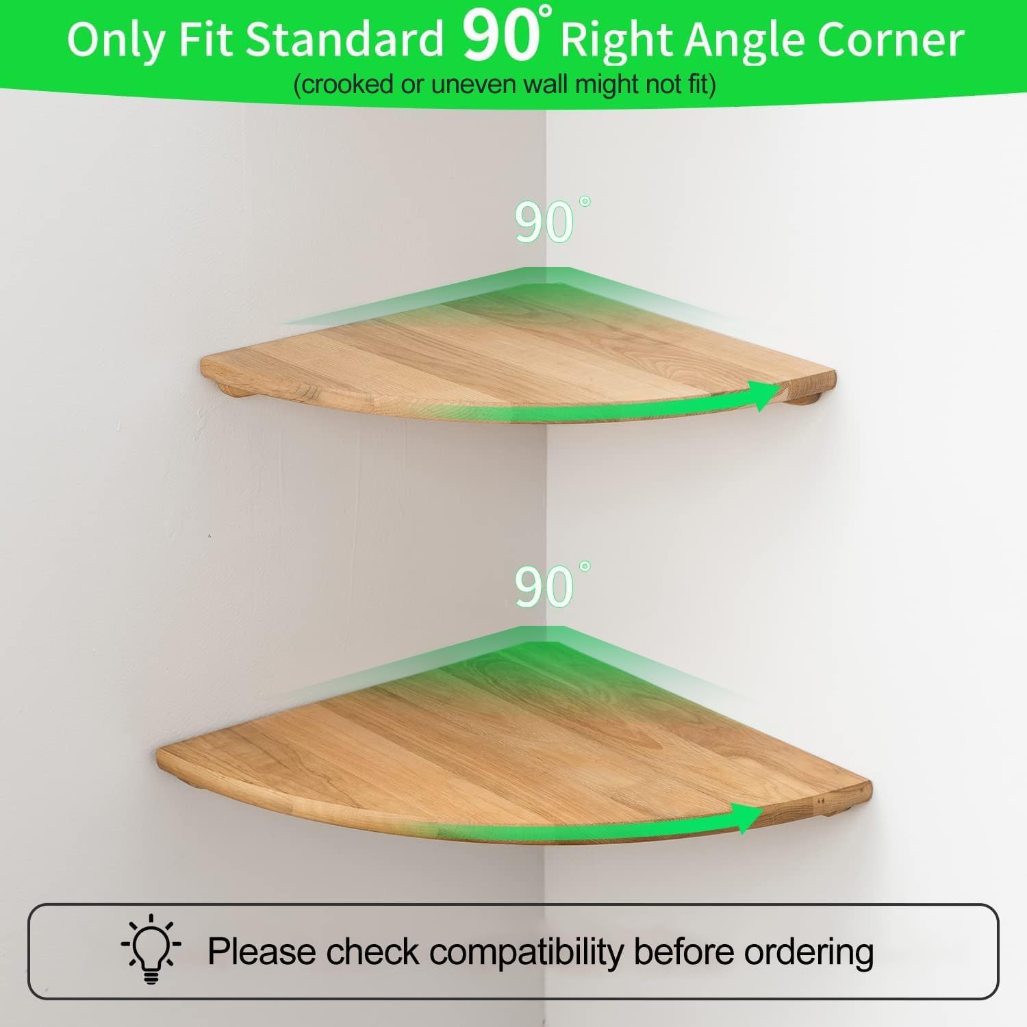 Conamily Corner Shelf Wall Mount Floating 90 Degree